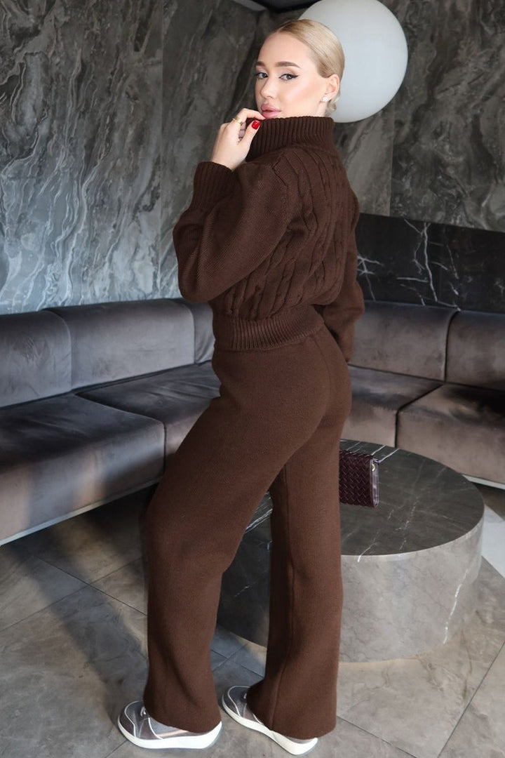 Emilia | Strickset mit Zopfmuster und gerader Hose