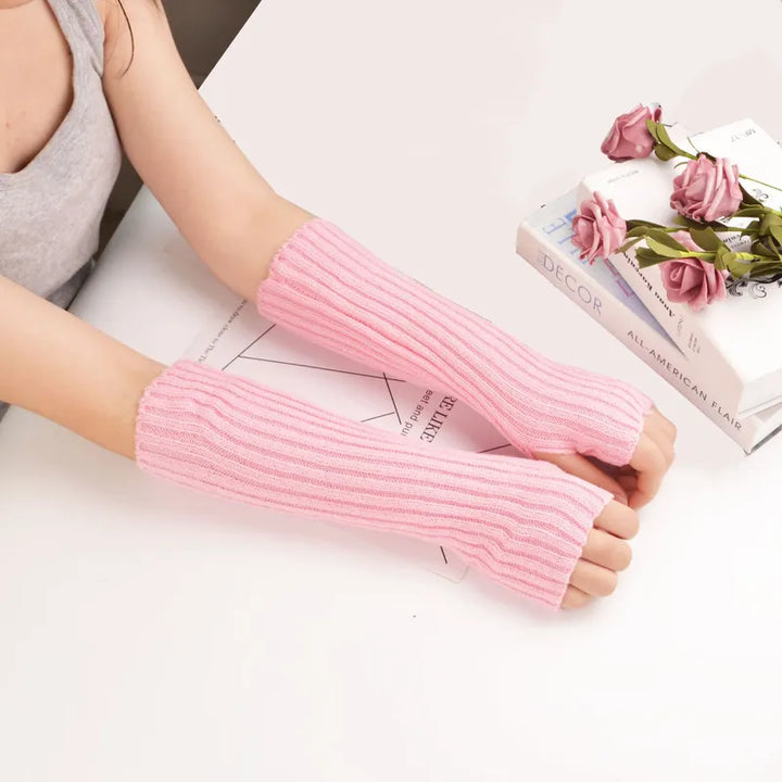 Elsbeth | Lange fingerlose Strickhandschuhe