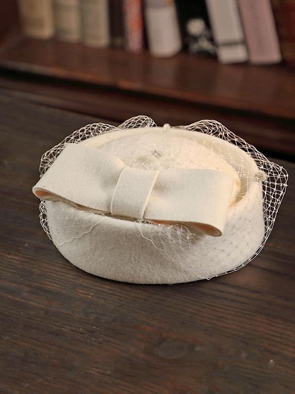 Odette | Pillbox-Hut aus Wolle mit Schleier