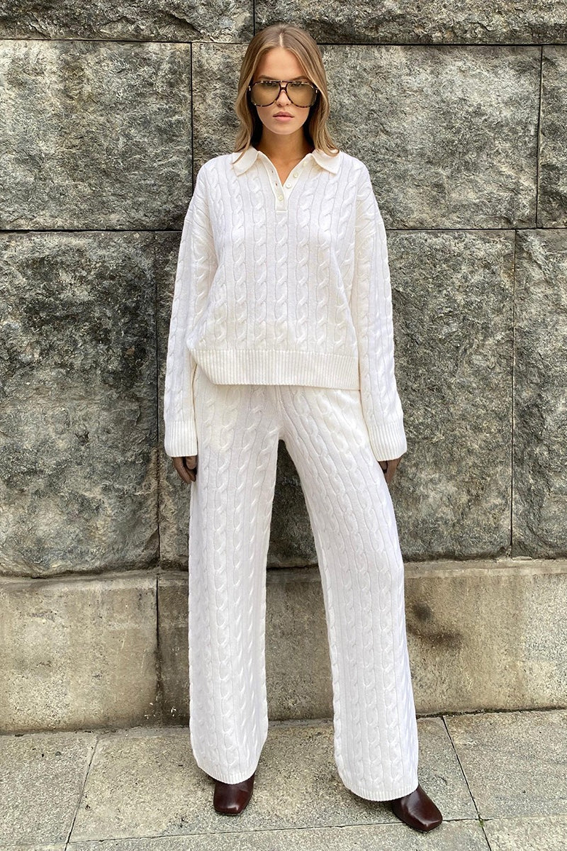 Xenia | Strickset mit Polokragen und gerader Hose