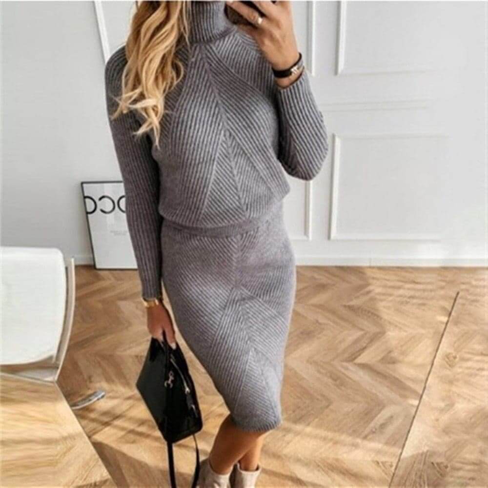 Solveig | Midi-Strickkleid mit Rollkragen