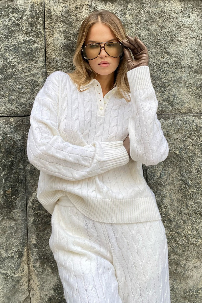 Xenia | Strickset mit Polokragen und gerader Hose