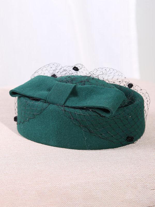 Odette | Pillbox-Hut aus Wolle mit Schleier