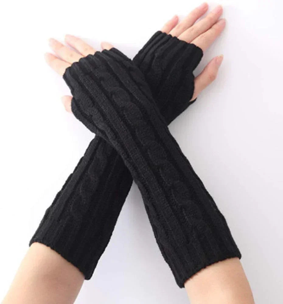 Elsbeth | Lange fingerlose Strickhandschuhe