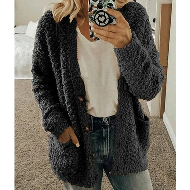 Louisa | Oversized Weste mit Kapuze und Fleecefutter