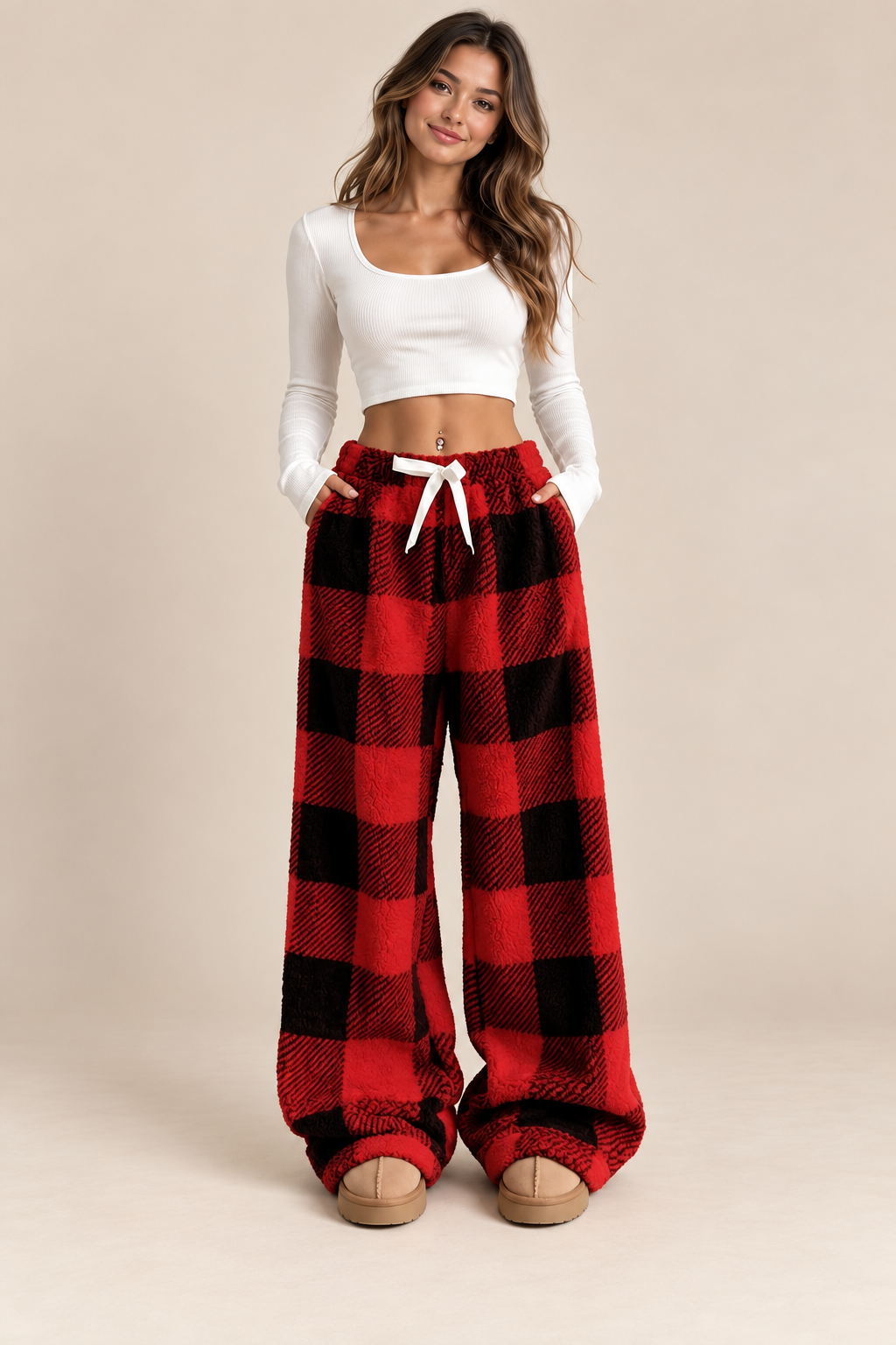Sibylle | Fleece-Loungehose mit Karomuster