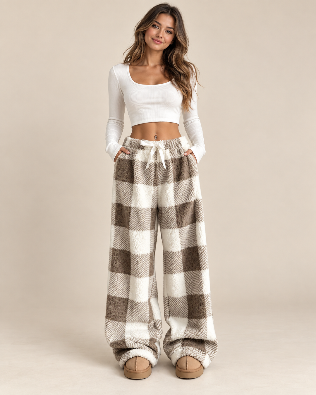 Sibylle | Fleece-Loungehose mit Karomuster