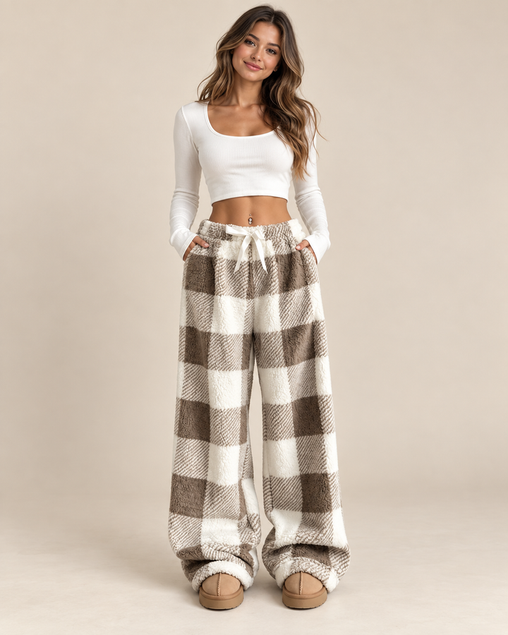 Sibylle | Fleece-Loungehose mit Karomuster