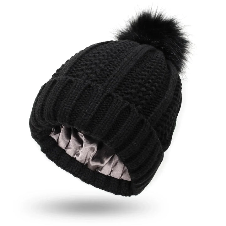 Mara | Gefütterte Strickmütze mit Bommel