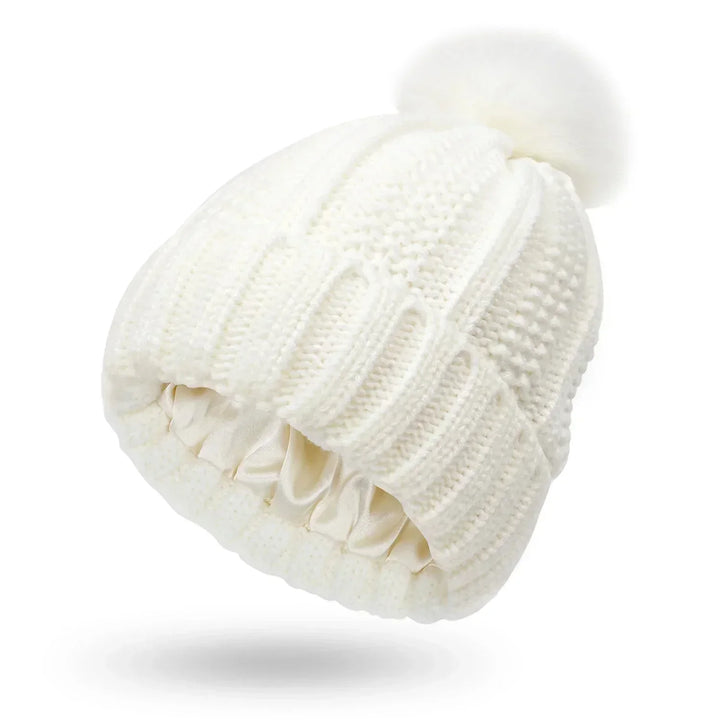 Mara | Gefütterte Strickmütze mit Bommel