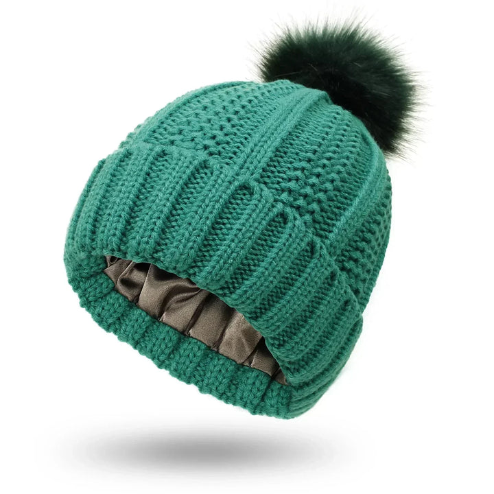 Mara | Gefütterte Strickmütze mit Bommel