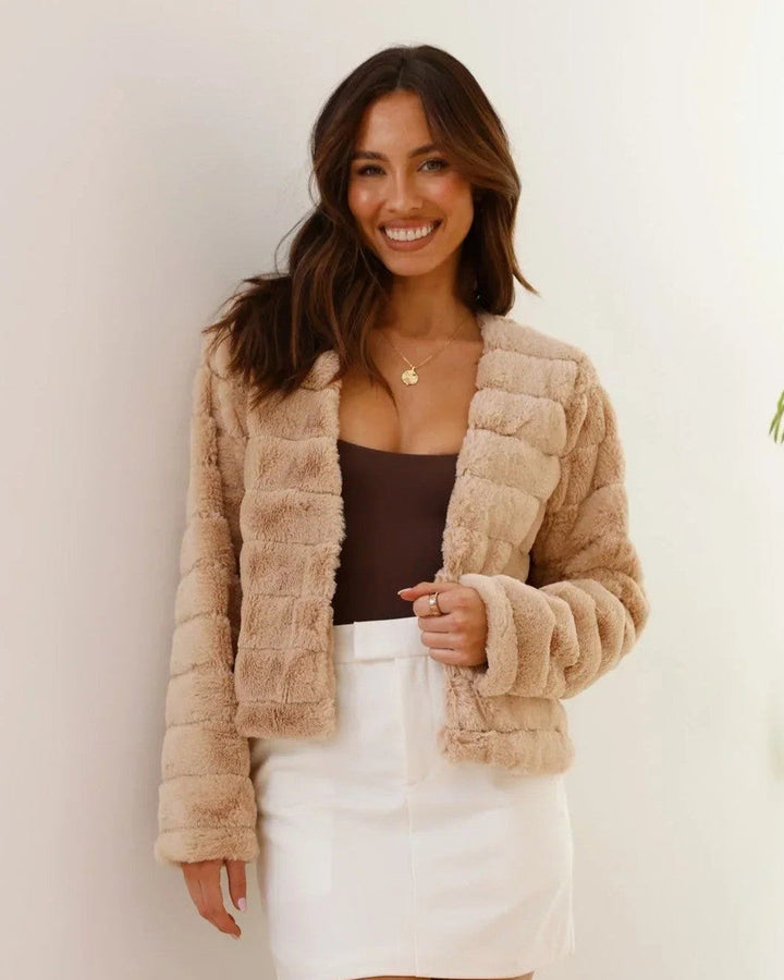 Marthe | Kurze Teddyjacke mit offener Front