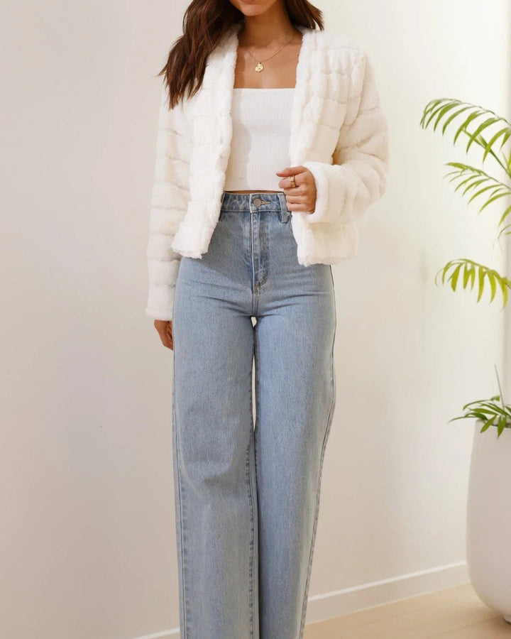 Marthe | Kurze Teddyjacke mit offener Front