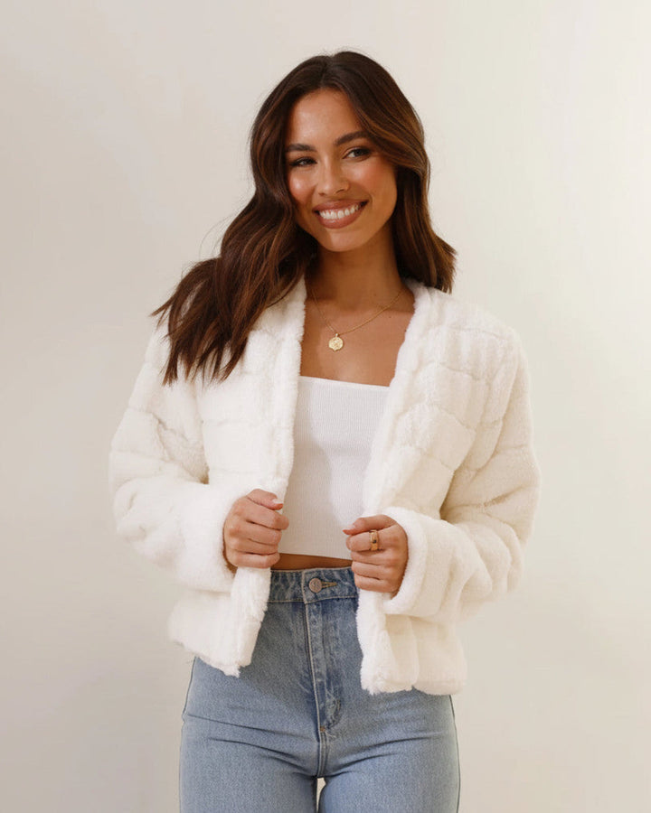 Marthe | Kurze Teddyjacke mit offener Front
