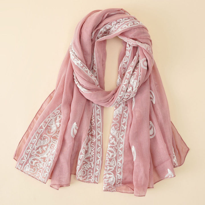 Josefine | Chiffon-Schal mit filigraner Stickerei