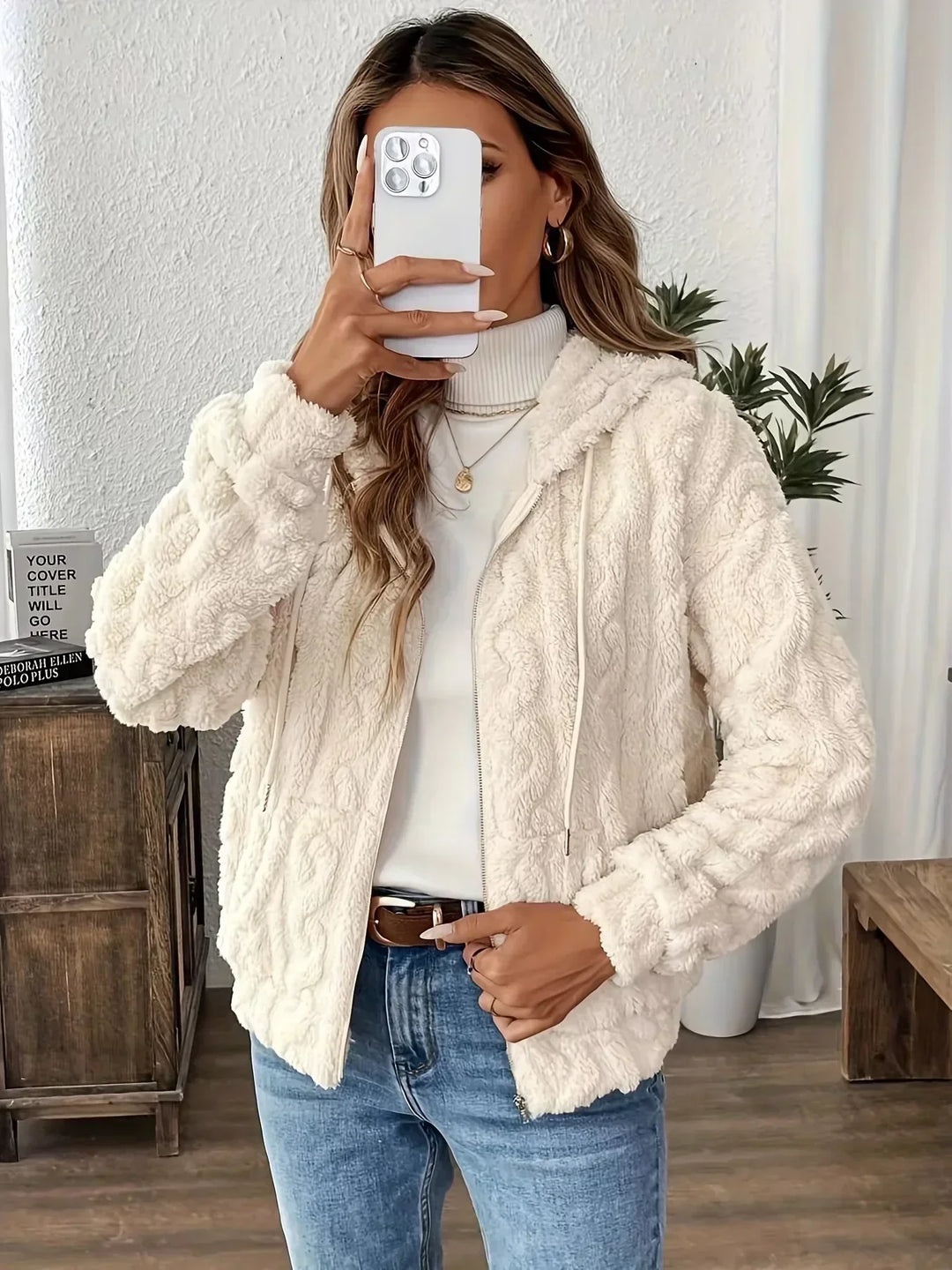 Clarize | Flauschige Teddyjacke mit Kapuze