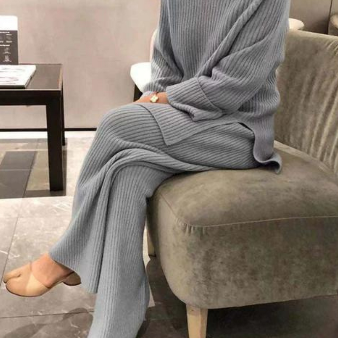 Inge | Rippstrick-Set mit Pullover und weitem Bein