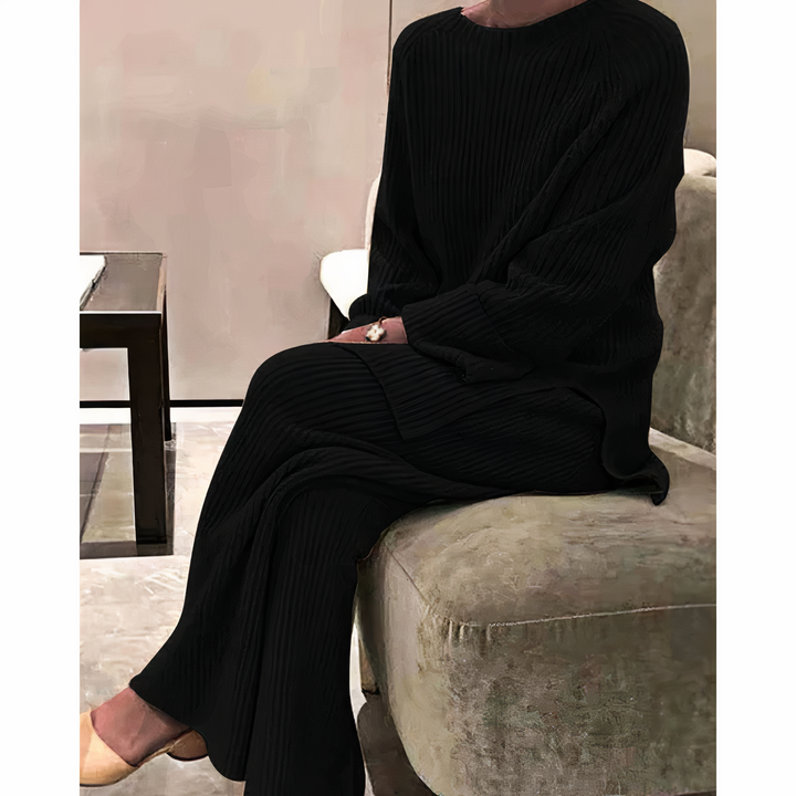 Inge | Rippstrick-Set mit Pullover und weitem Bein