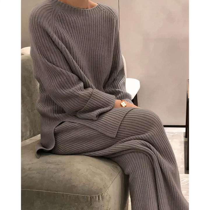 Inge | Rippstrick-Set mit Pullover und weitem Bein