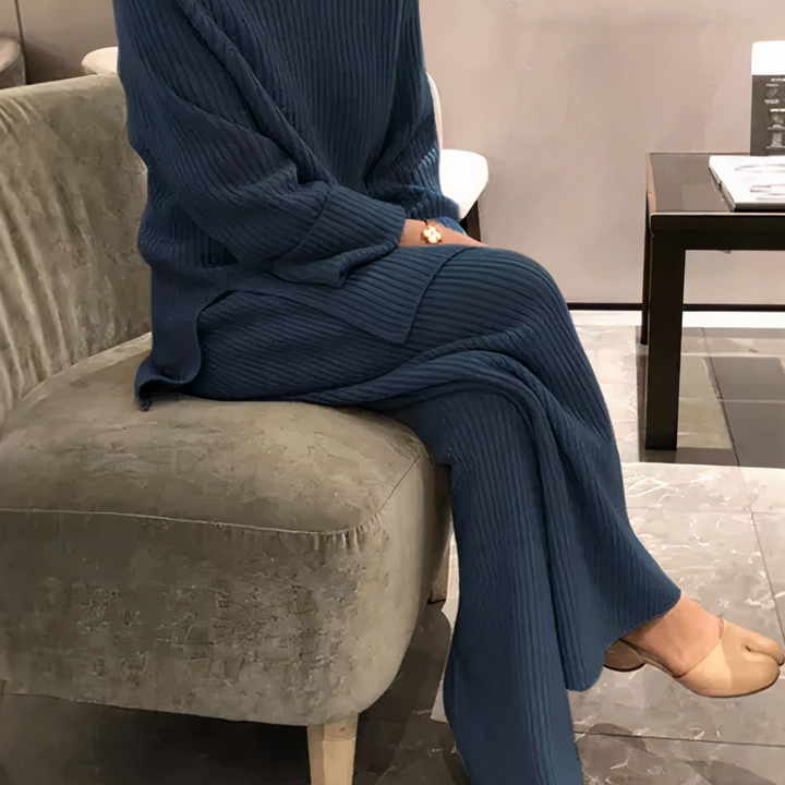 Inge | Rippstrick-Set mit Pullover und weitem Bein