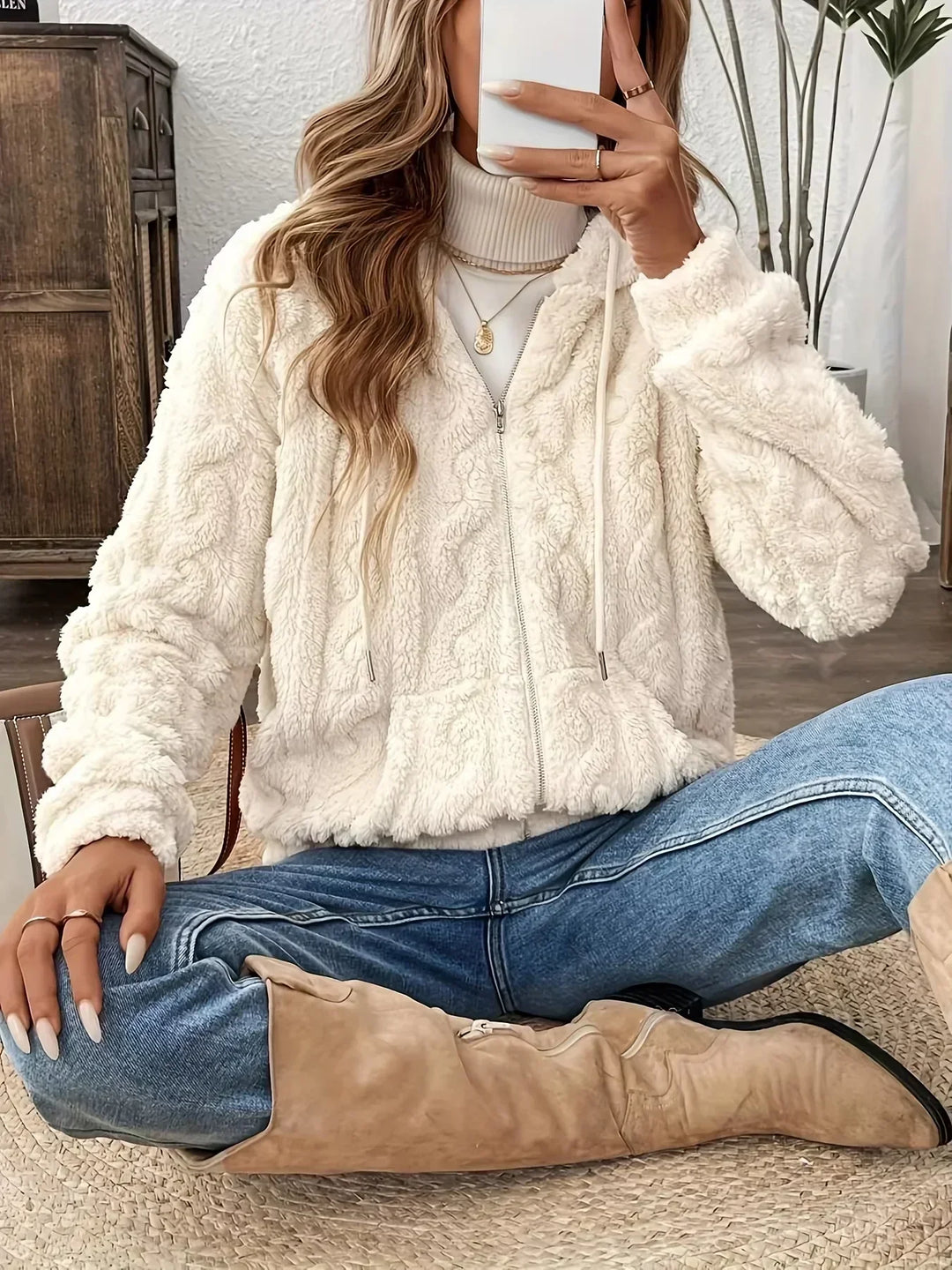 Clarize | Flauschige Teddyjacke mit Kapuze