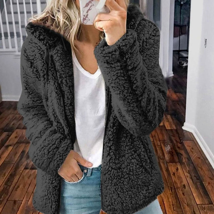 Henrietta | Oversized Teddymantel mit Kapuze und Reißverschluss