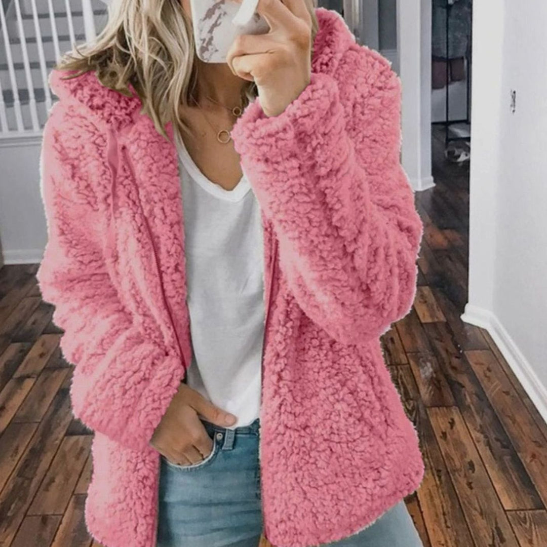 Henrietta | Oversized Teddymantel mit Kapuze und Reißverschluss