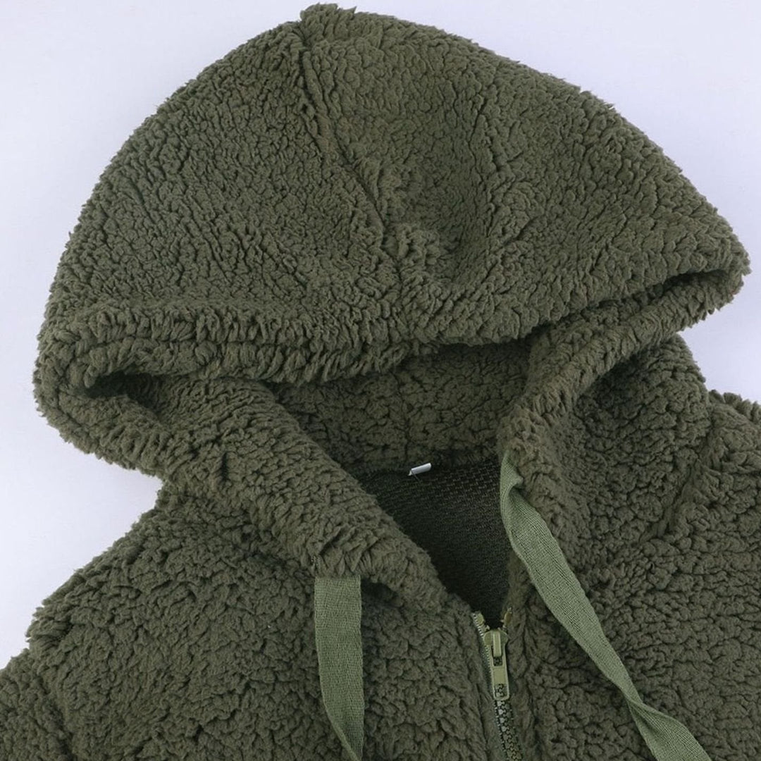 Henrietta | Oversized Teddymantel mit Kapuze und Reißverschluss