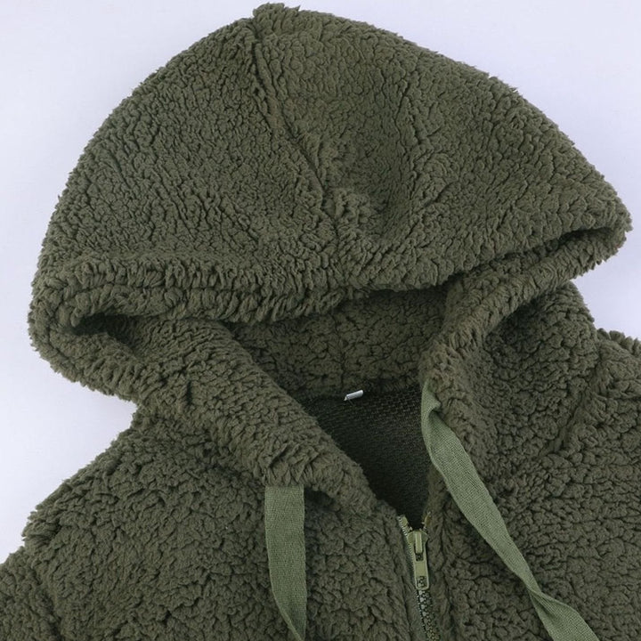 Henrietta | Oversized Teddymantel mit Kapuze und Reißverschluss