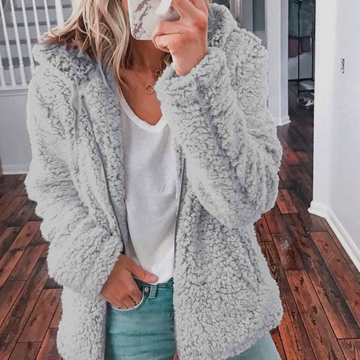 Henrietta | Oversized Teddymantel mit Kapuze und Reißverschluss