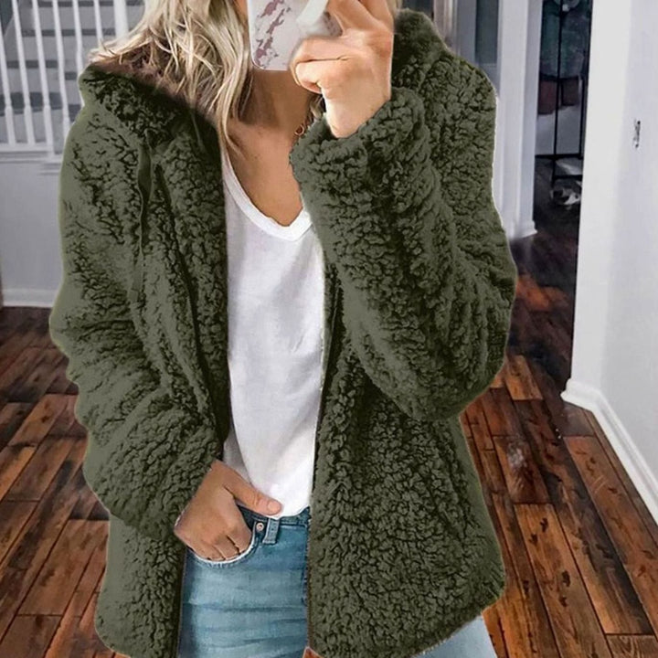 Henrietta | Oversized Teddymantel mit Kapuze und Reißverschluss