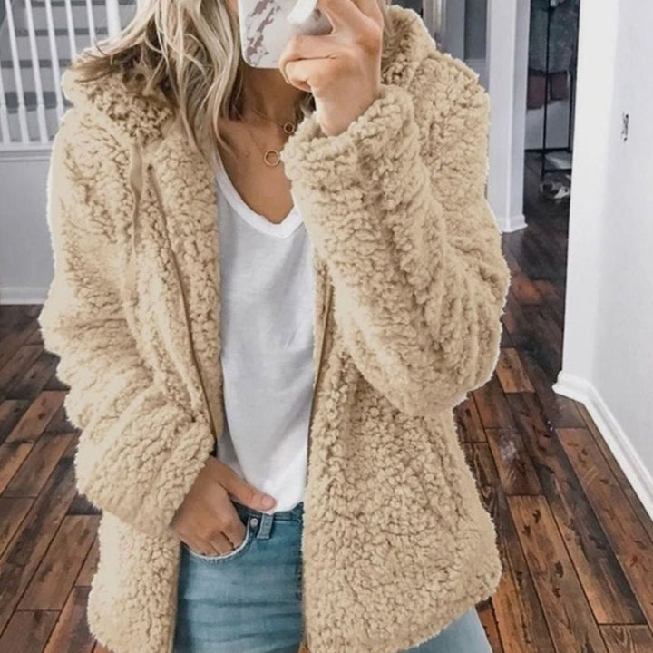 Henrietta | Oversized Teddymantel mit Kapuze und Reißverschluss