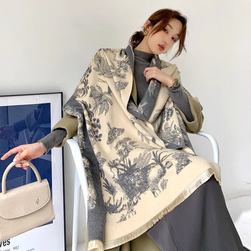 Sunniva | Oversized-Schal mit Blumenmuster