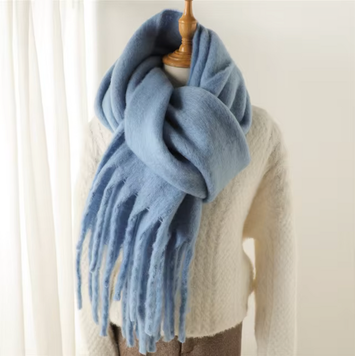 Swantje | Großer Pashmina-Winterschal mit Fransen