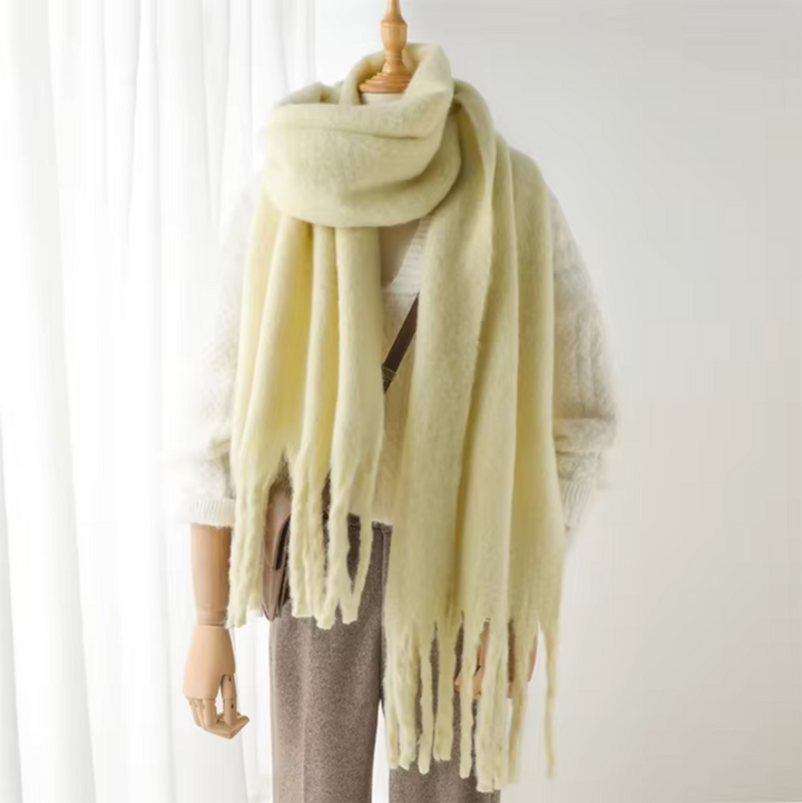 Swantje | Großer Pashmina-Winterschal mit Fransen