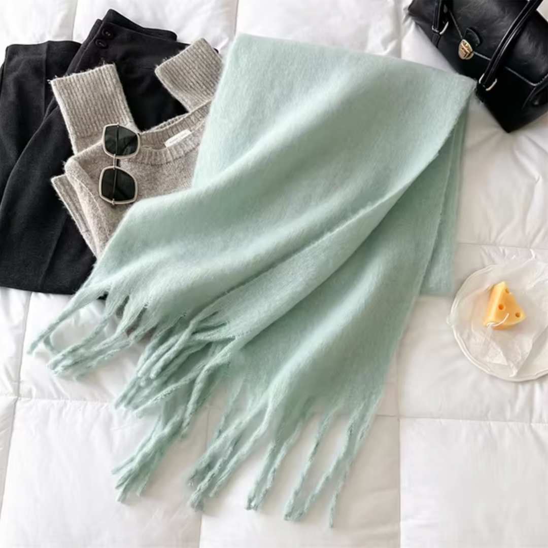 Swantje | Großer Pashmina-Winterschal mit Fransen