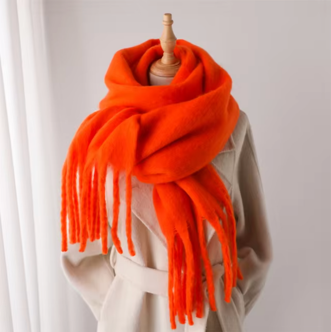 Swantje | Großer Pashmina-Winterschal mit Fransen