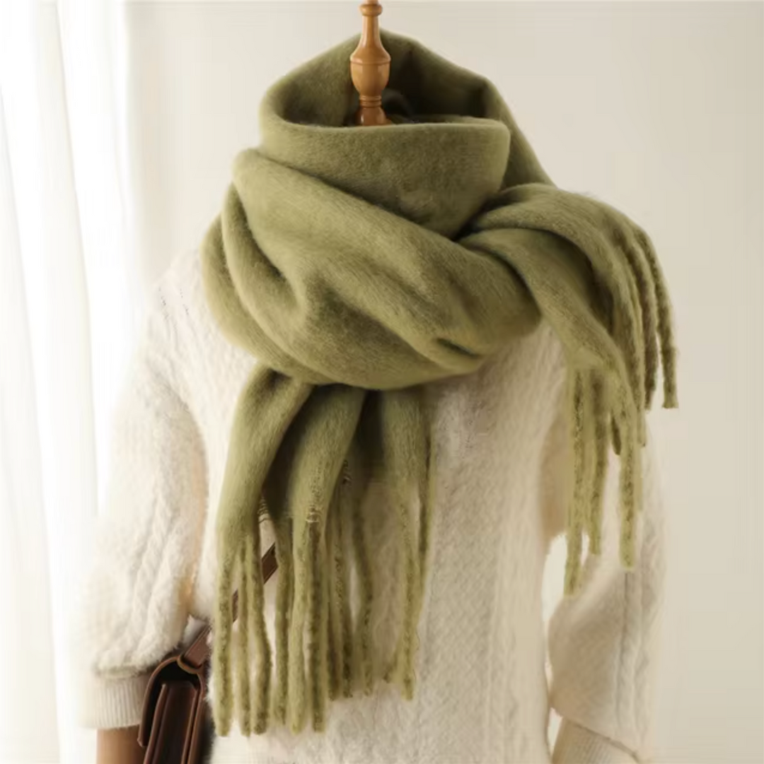 Swantje | Großer Pashmina-Winterschal mit Fransen