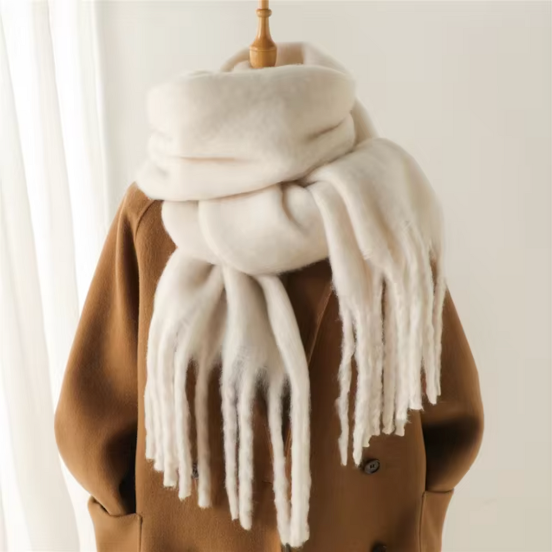 Swantje | Großer Pashmina-Winterschal mit Fransen