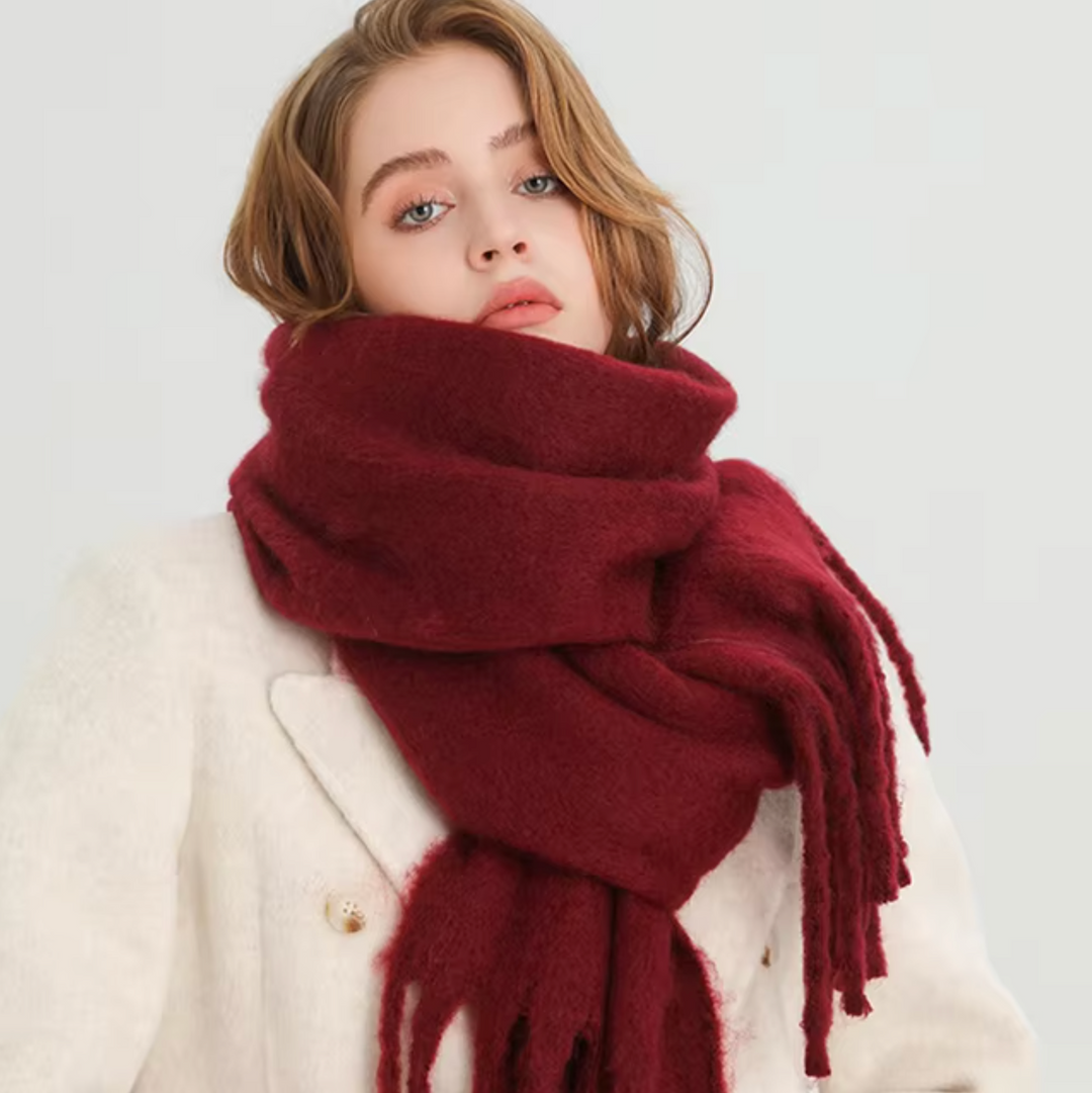 Swantje | Großer Pashmina-Winterschal mit Fransen