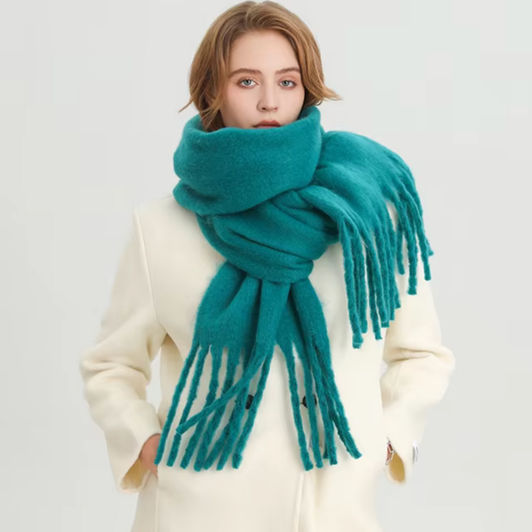 Swantje | Großer Pashmina-Winterschal mit Fransen