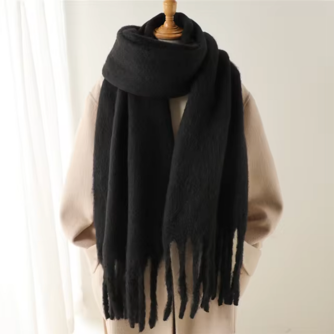 Swantje | Großer Pashmina-Winterschal mit Fransen
