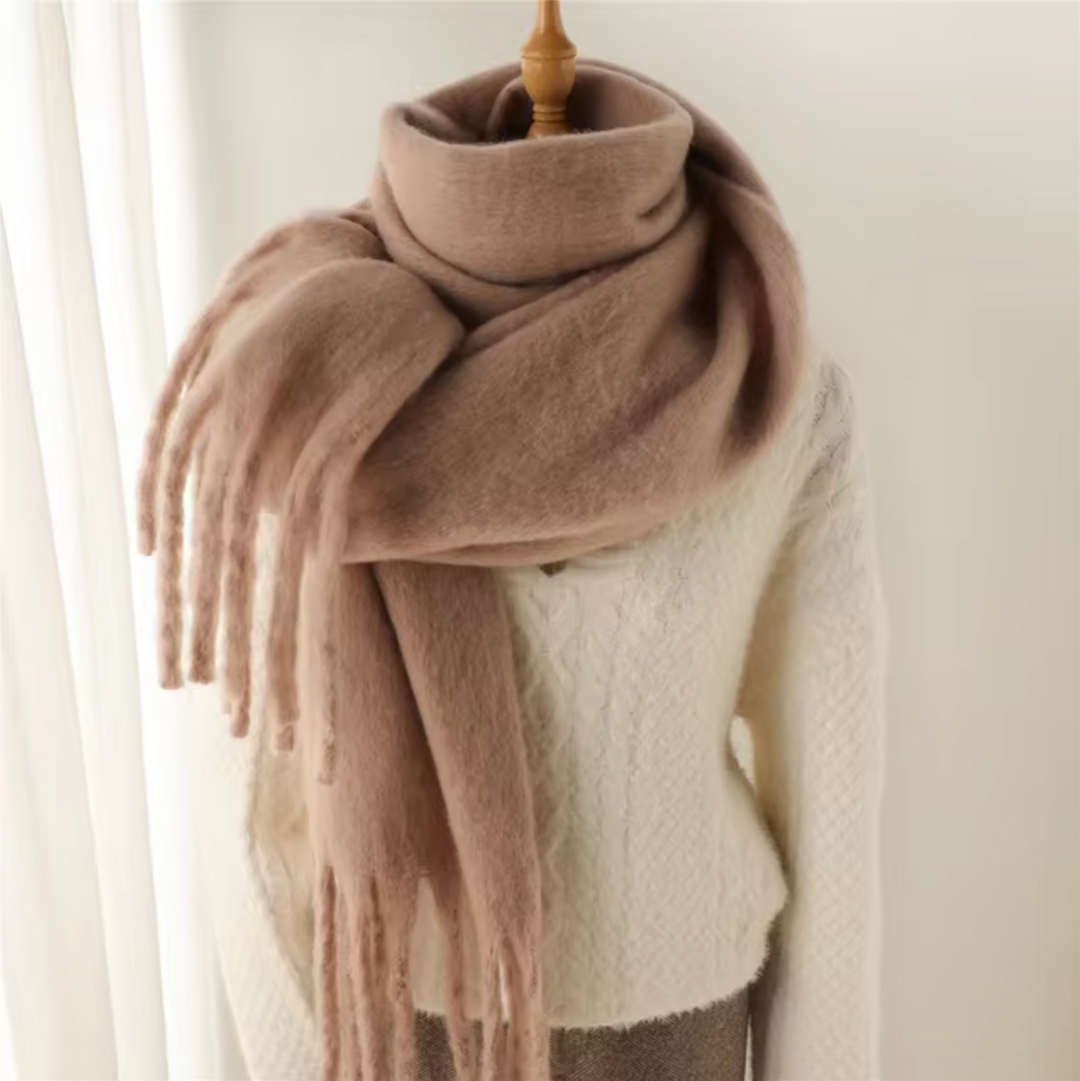 Swantje | Großer Pashmina-Winterschal mit Fransen