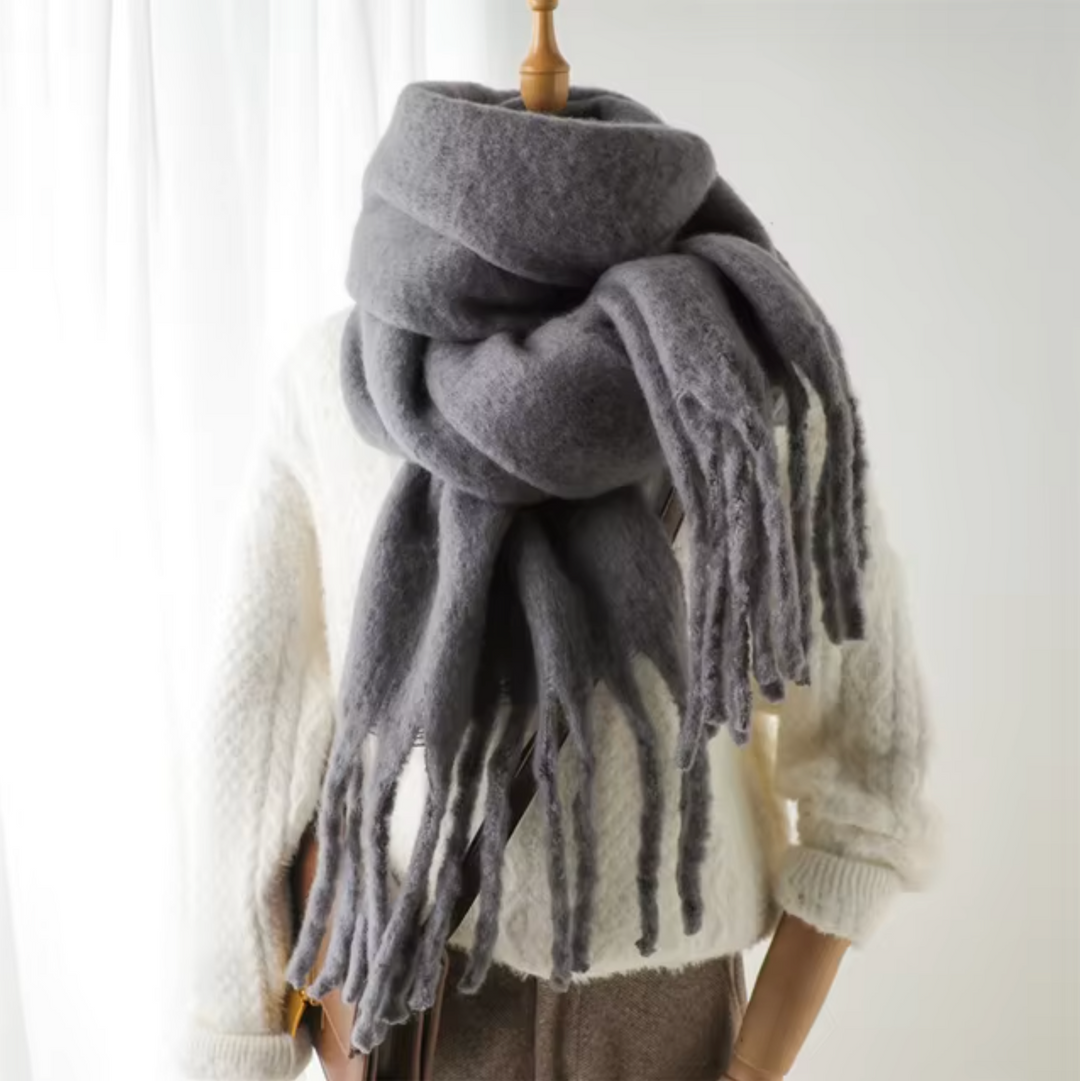 Swantje | Großer Pashmina-Winterschal mit Fransen