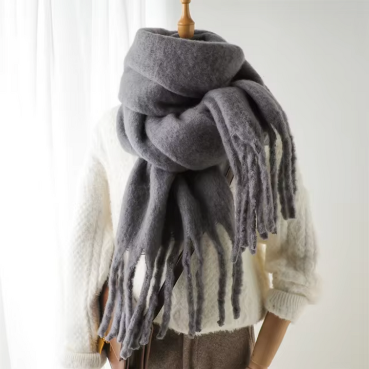 Swantje | Großer Pashmina-Winterschal mit Fransen