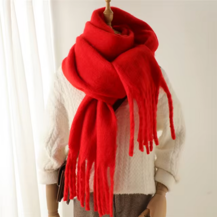 Swantje | Großer Pashmina-Winterschal mit Fransen