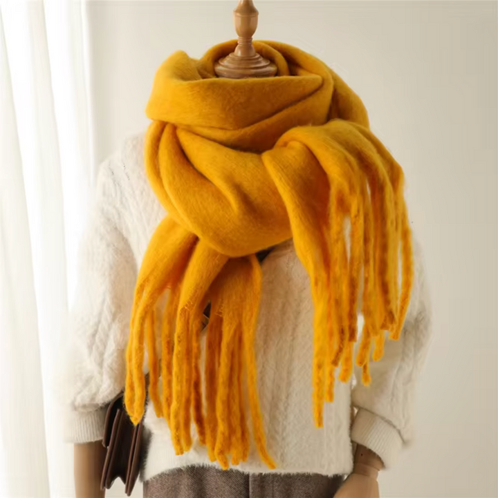 Swantje | Großer Pashmina-Winterschal mit Fransen