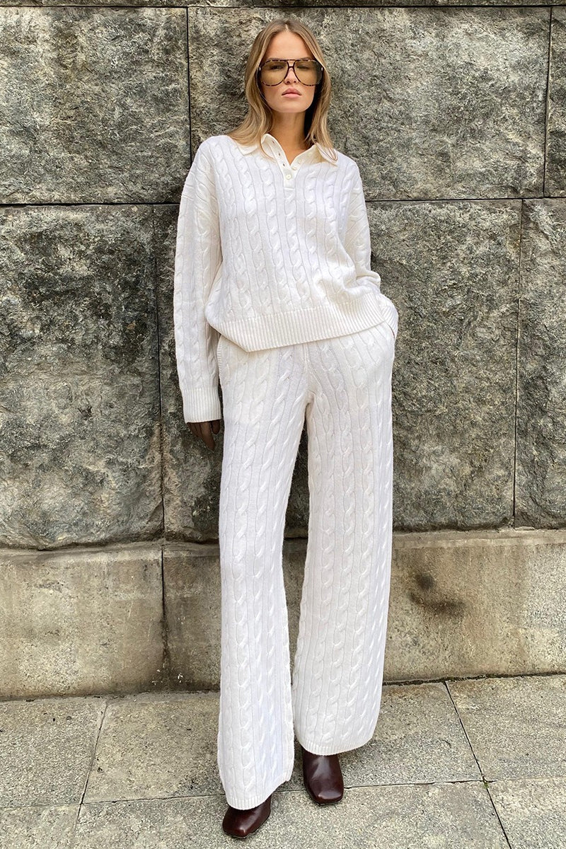 Xenia | Strickset mit Polokragen und gerader Hose
