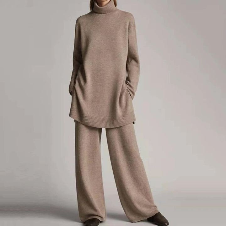 Ludmilla | Rollkragen-Strickset mit weiter Hose