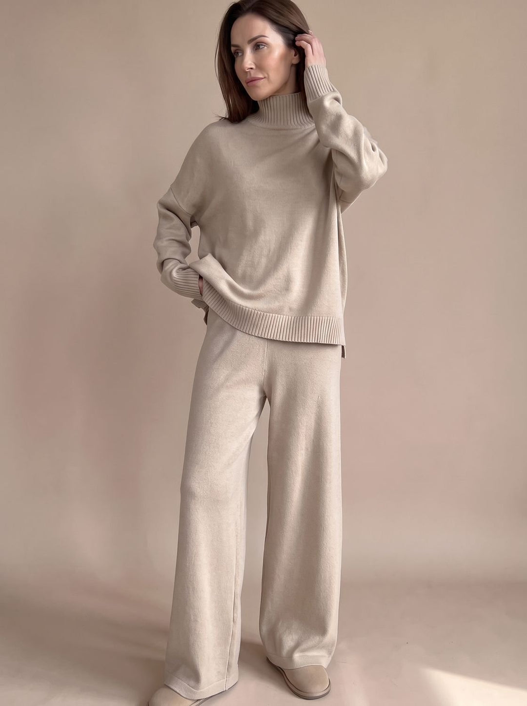 Norina | Oversize-Rollkragenpullover mit weiter Hose